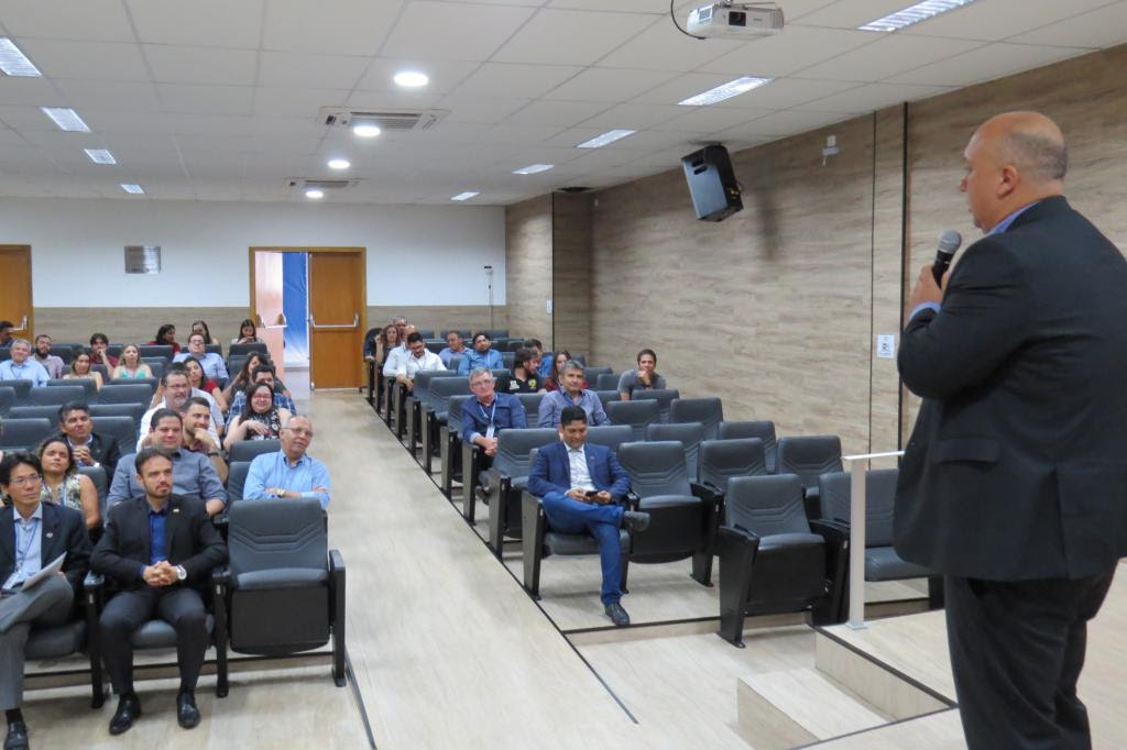 Presidente da Associação dos Auditores da CGE, André Luiz Costa Ferreira, em mensagem no I Encontro de Auditoria Interna Créditos: Ligiani Silveira - CGE/MT