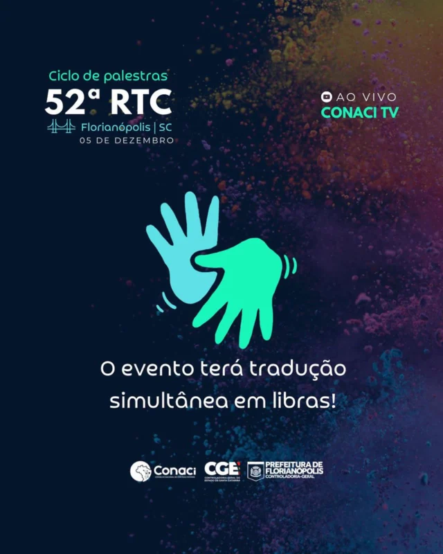 A inclusão é uma realidade em nossos eventos!

O Ciclo de Palestras da 52ª RTC terá tradução simultânea em Língua Brasileira de Sinais (Libras).

Como forma de inclusão de deficientes auditivos, o Conaci já vem implementando essa prática em todos os eventos.

No dia 05 de dezembro, a partir das 09h, você assiste a transmissão ao vivo no Conaci TV, inscreva-se em: http://conaci.org.br

#libras #controleinterno #inclusão #eventogratuito #transmissãoaovivo