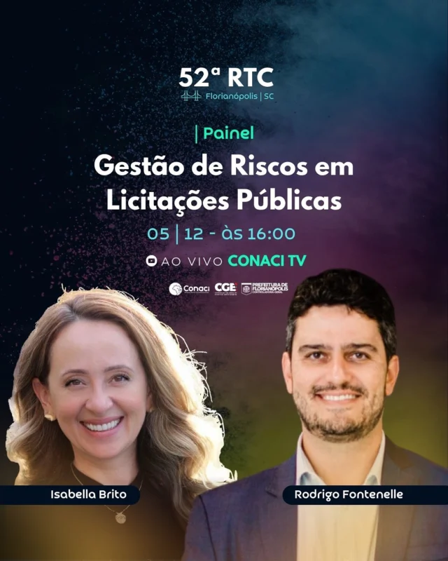 Quer aprender sobre Gestão de Riscos em Licitações Públicas?

Então, você tem um encontro marcado, no próximo dia 05 de dezembro, com dois especialistas na área, Isabella Brito e Rodrigo Fontenelle. 

Não perca!

Inscreva-se em nosso site: conaci.org.br

#gestaoderiscos #licitacoespublicas #controleintetno #admpública