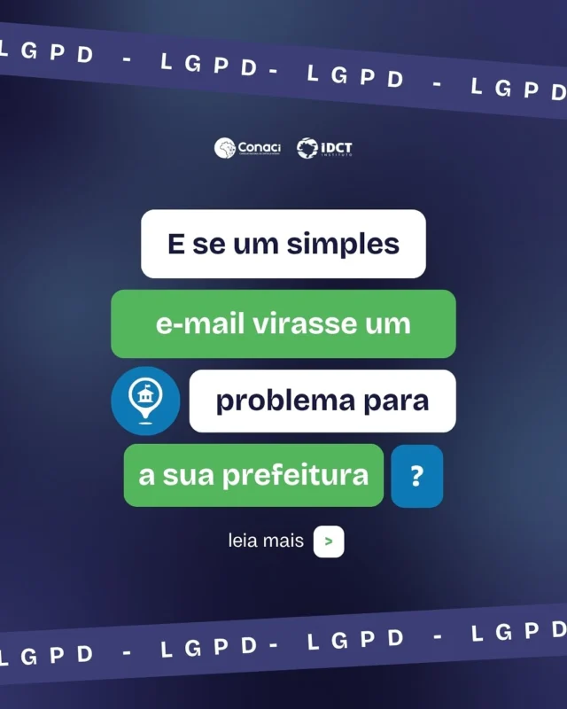 📧 Já imaginou sua Prefeitura recebendo um simples e-mail pedindo informações sobre dados pessoais… e não saber o que responder? 

A LGPD já é realidade para todos os municípios — grandes ou pequenos. 

Não espere problemas: implemente a lei com segurança, evite sanções e fortaleça a gestão pública. 

O curso Implementando a LGPD na Administração Pública, do Conaci e IDCT, foi feito para ajudar você a dar os primeiros passos com tranquilidade e praticidade. 

👉 Acesse e garanta sua vaga: https://idct.eadplataforma.app/curso/implementando-a-lgpd-na-administracao-publica

#LGPDNaPrática #GestãoPública #ProteçãoDeDados #AdministraçãoPública #CursoLGPD #TransparênciaPública #BoasPráticas